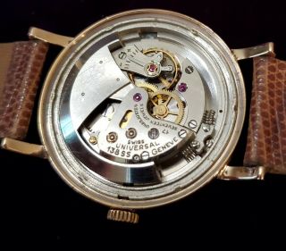 Vintage Mens Oversized 18k Solid Gold Universal Geneve polerouter Wristwatch 8