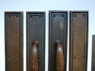 Antique Russwin 16 Inch Double Entry Door Brass Push Pull Plates & Lock 2
