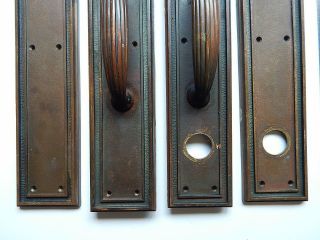 Antique Russwin 16 Inch Double Entry Door Brass Push Pull Plates & Lock 3