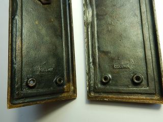 Antique Russwin 16 Inch Double Entry Door Brass Push Pull Plates & Lock 6