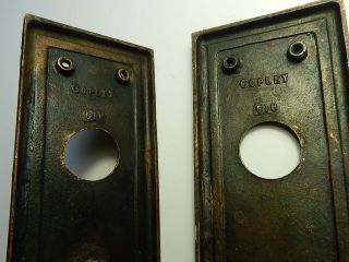 Antique Russwin 16 Inch Double Entry Door Brass Push Pull Plates & Lock 7