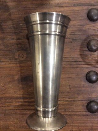 Pottery Barn 10 " Trumpet Vase " Antique Silver Color "