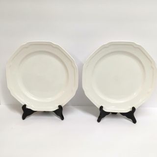 Two Mikasa Ultima,  Hk 400 Antique White Rim Dinner Plates 10 1/2 " Formal Casual