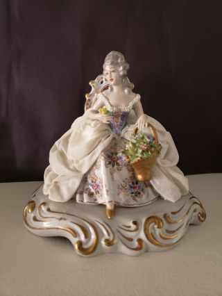 Dresden Lace Figurine Capodimonte Seated Figure