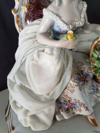 Dresden lace figurine Capodimonte Seated Figure 6