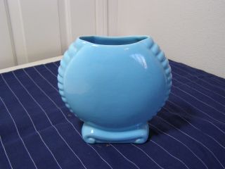 Rare Antique Catalina Island Pottery 7x7x3 Art Deco Vase 604 Turquoise Blue