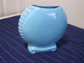 Rare Antique Catalina Island Pottery 7x7x3 Art Deco Vase 604 Turquoise blue 2
