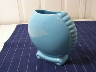 Rare Antique Catalina Island Pottery 7x7x3 Art Deco Vase 604 Turquoise blue 3