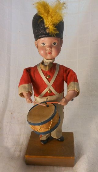 Fine Antique Drummerboy Wind - Up Toy With Celuloid Hands And Head 12  Tall Japan