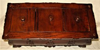 Victorian Tea Box Caddy Chest Hand Carved Mahogany 6