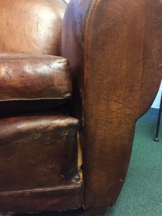 FRENCH ART DECO EARLY 1900 ' s LEATHER CLUB CHAIR 7