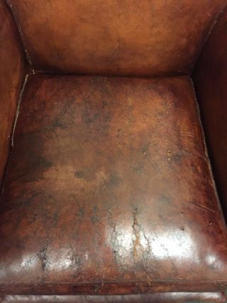 FRENCH ART DECO EARLY 1900 ' s LEATHER CLUB CHAIR 8