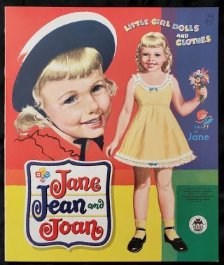 Jane,  Jean & Joan Uncut Paper Doll Book - Merrill C1950