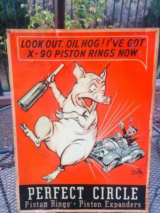 Antique Perfect Circle Tin Sign Vintage X - 90 Piston Rings Piston Expanders Rare