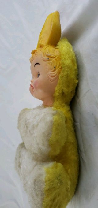 Vintage 1964 Rubber Face Plush MY TOY Bunny Rabbit Baby Doll Stuffed Animal 4