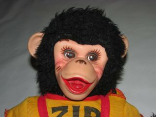 Zip The Monkey,  Rushton Co.  15 Inch Plush,  Howdy Doody,  Rubber Face, 3