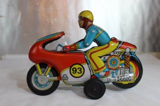 Antique 1973 FRICTION BULLET TIN LITHO MOTORCYCLE w/ BOX No Arniold Bing Tippco 2