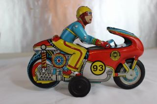 Antique 1973 FRICTION BULLET TIN LITHO MOTORCYCLE w/ BOX No Arniold Bing Tippco 4