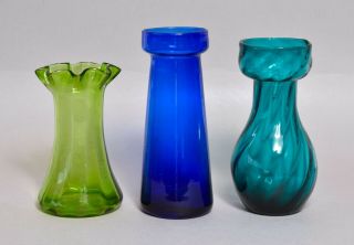 An Group Of Three Antique Hyacinth Glass Vases In Fine