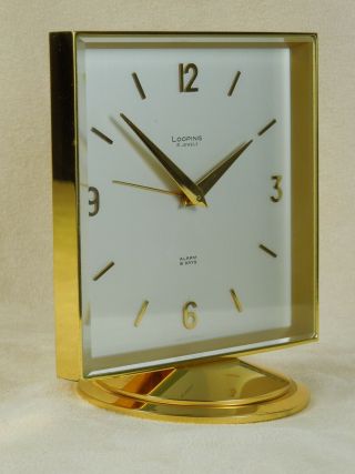 Choice Mcm Looping,  Switzerland Gilt - Brass Desk Alarm Clock 8 Day 15 Jewel $400,