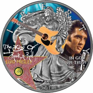 Usa 2018 1$ Liberty Silver Eagle Elvis Presley 1oz Silver Antique Coin