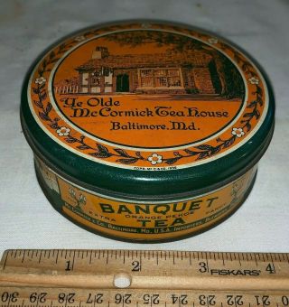 Antique Banquet Tea Tin Litho Can Mccormick House Baltimore Md 15 Bags Grocery