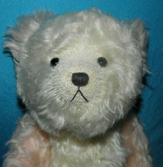 14 " Personality,  Vintage Pink & White Mohair Teddy Bear By Artist Margie Ross