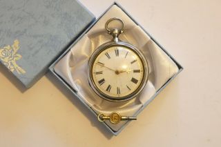 Antique Solid Silver Verge Fusee Pair Cased Pocket Watch Dated 1862.
