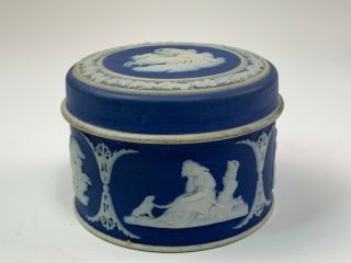 Antique Wedgwood Jasperware Blue & White Treasure Box