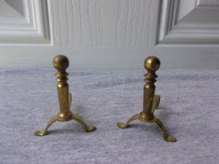 Vintage Doll House Miniature Brass Fireplace Andirons,  Colonial Design