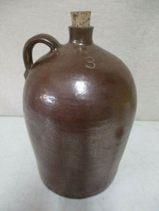 Antique North Carolina Pottery Jug 3 Gallon 15 " Ht X 10 " W Nc Pottery Unsigned Pot