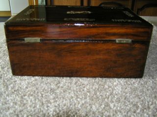 ANTIQUE VICTORIAN ROSEWOOD JEWELLERY/TRINKET BOX WITH MOP INLAY,  LOCK & KEY. 4