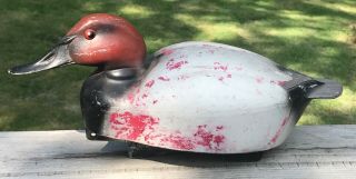 Vintage Rare Red Head Red Duck Decoy,  1956 J.  S.  Mcguire Fairfax Deluxe Diver