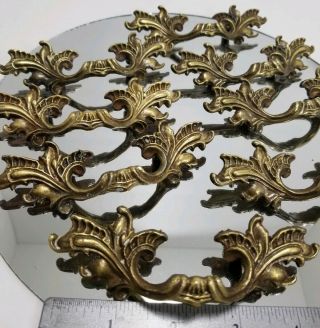 Set Of 8 Antique 4 - 1/4 " Brass French Provincial Drawer Pulls Handles