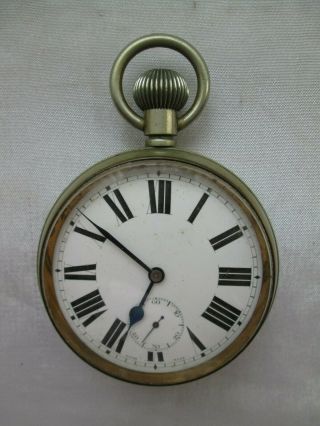 Antique Large Goliath Pocket Watch Swiss Made - Case Signed Extra Pur E.  J.