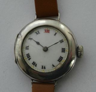 Antique Silver Rolex Trench Watch Wristwatch,  C1914,  World War 1,  Ww1 Military