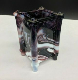 Antique Purple Slag Glass Footed Sowerby Taper Pencil Pen Holder 3.  5