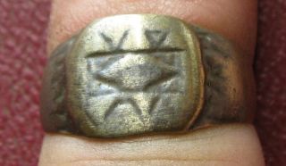 Metal Detector Find Medieval Heraldic Finger Ring 6 1/2 Us 17mm 9035dr