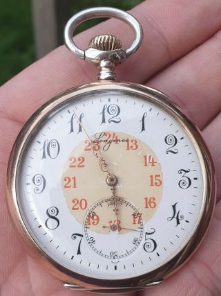 Longines 1912 Antique 5 Grands Prix Niello 0.  900 Silver Antique Pocket Watch.
