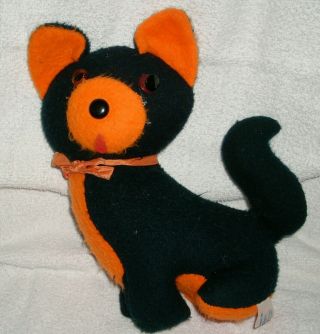 12 " Vintage Sterling Toy Makers Black Orange Kitty Cat Stuffed Animal Plush Toy