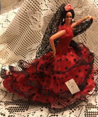 Vintage Marin Spanish Flamenco Dancer Doll Chiclana Red