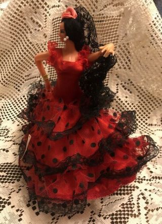 Vintage Marin Spanish Flamenco Dancer Doll Chiclana Red 4