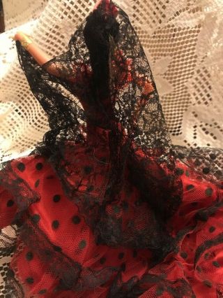 Vintage Marin Spanish Flamenco Dancer Doll Chiclana Red 6
