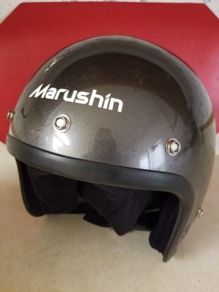 Vintage Japan Marushin Mz - F Open Face Motorcycle Helmet - Size Xl 7 5/8