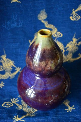 19th Chinese Antique Qing Dynasty Flambe - Glazed Gourd (Hulu) Vase with Mark 3
