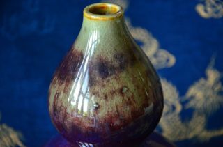 19th Chinese Antique Qing Dynasty Flambe - Glazed Gourd (Hulu) Vase with Mark 5