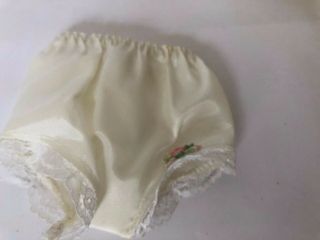 Vintage White Doll Panties With Lace And Floral Embellishment