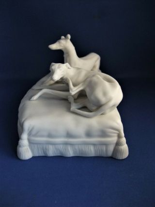 ANTIQUE 19THC SAMUEL ALCOCK PARIAN FIGURE GROUP OF TWO GREYHOUND DOGS C1860 3