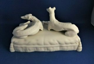 ANTIQUE 19THC SAMUEL ALCOCK PARIAN FIGURE GROUP OF TWO GREYHOUND DOGS C1860 5