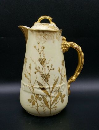 Antique Elite Limoges Porcelain Aesthetic Period Chocolate Pot Bawo & Dotter
